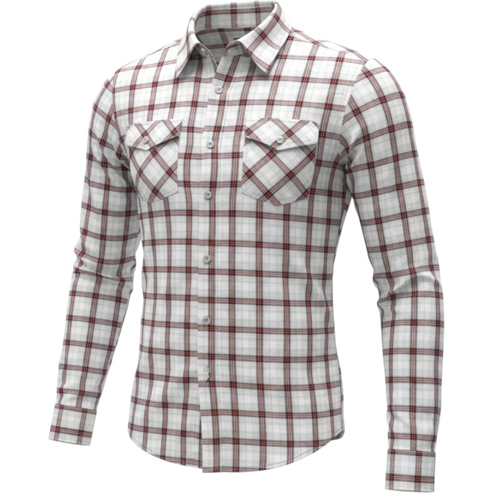 RuffHewn Mens Plaid Button Down Shirt Long Sleeve Red White Grey Size Large L